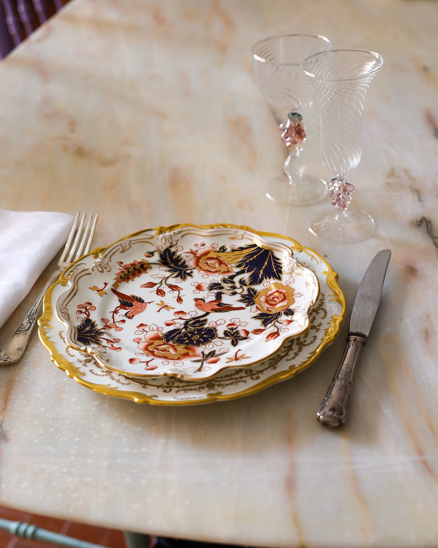 Coppia di Posti Tavola "Mix and Match" — Royal Worcester e Coalport — Porcellana Inglese Fine Bone China