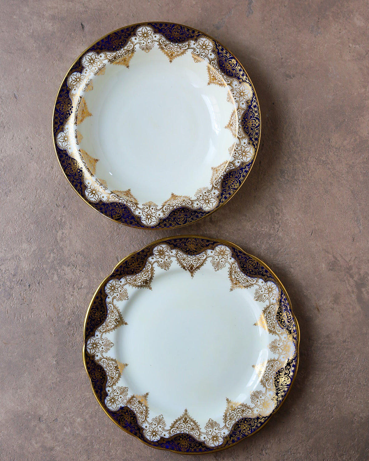 Set Tête-à-Tête da Colazione Hammersley — Porcellana Inglese con Filettature Cobalto e Oro — Stoke-on-Trent
