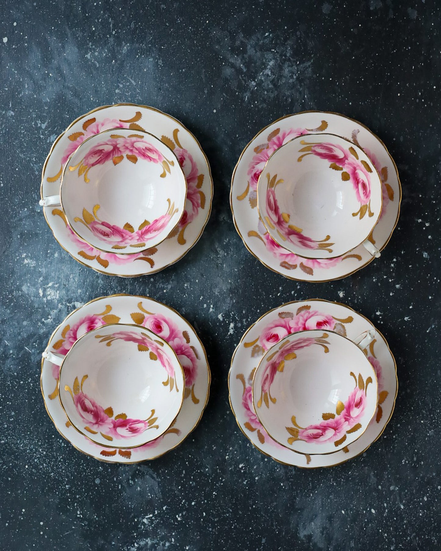 Set di 4 tazze da tè new chelsea staffs dipinto a mano