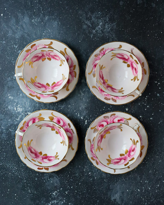 Set di 4 tazze da tè new chelsea staffs dipinto a mano