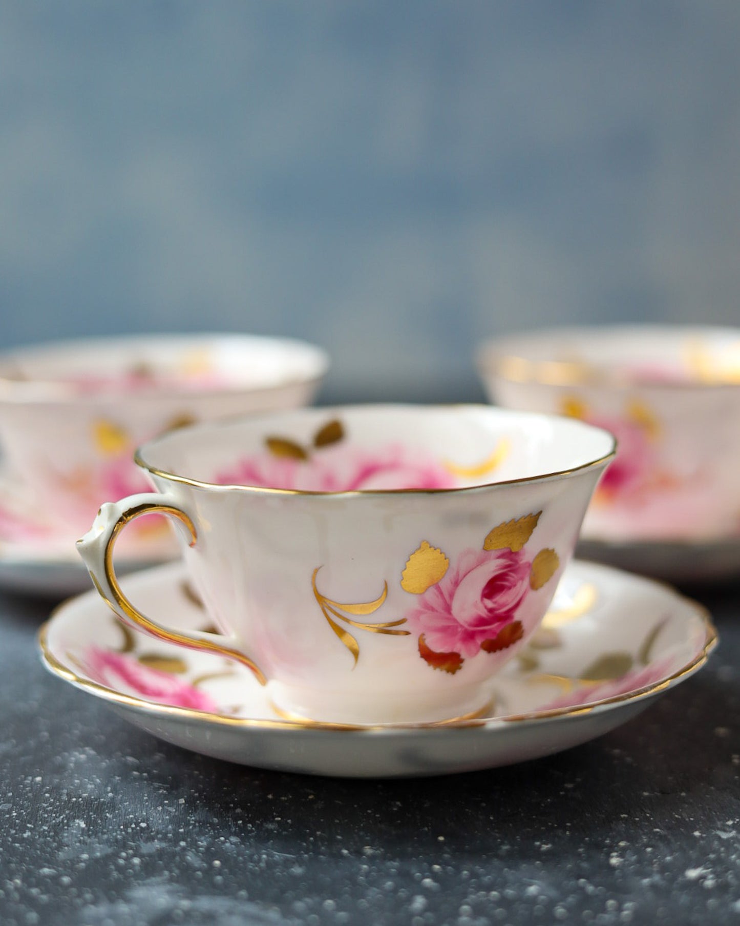 Set di 4 tazze da tè new chelsea staffs dipinto a mano