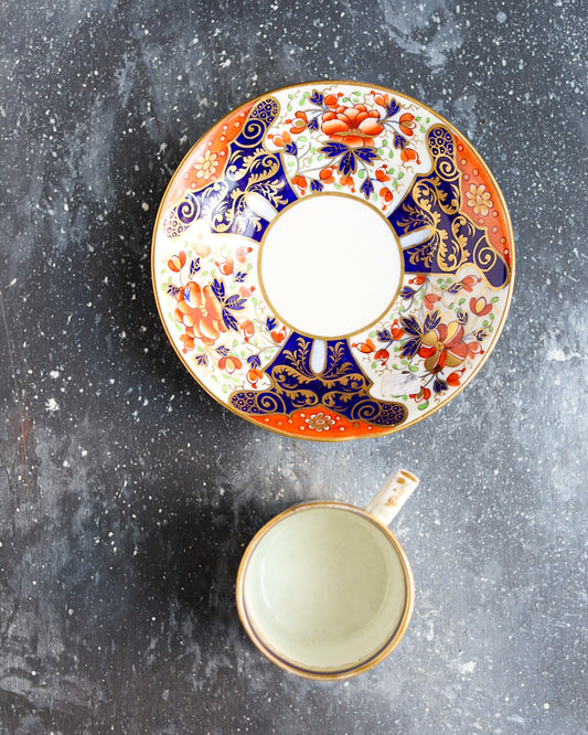 Tazzina da Caffè/Cioccolata con Piattino - Stile Imari - Bone China - Epoca Regency, Primi 1800