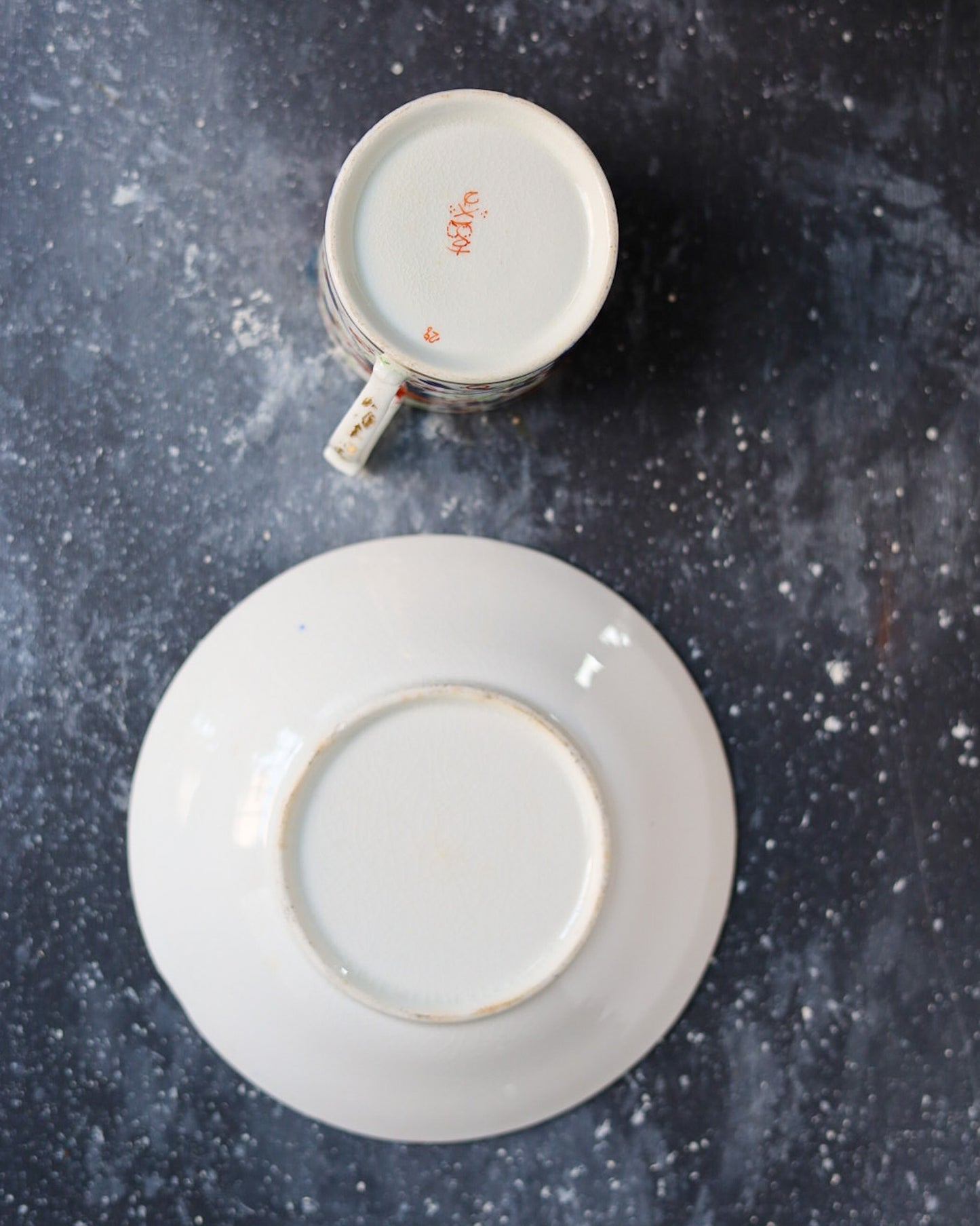 Tazzina da Caffè/Cioccolata con Piattino - Stile Imari - Bone China - Epoca Regency, Primi 1800