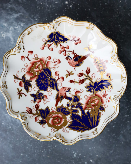 Alzatina Coalport su Piedistallo - Decoro Floreale con Uccelli - Bone China - Made in England