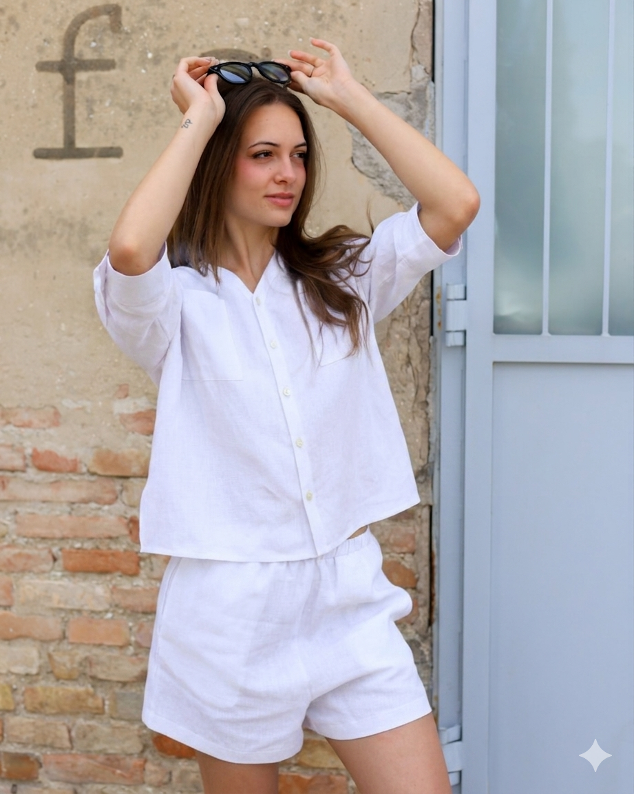 MIRZA 48.48 — Bermuda in Lino Italiano — Manifattura Marchigiana, Made in Italy