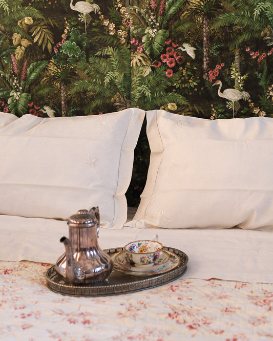 Lenzuolo in lino bianco punto ombra