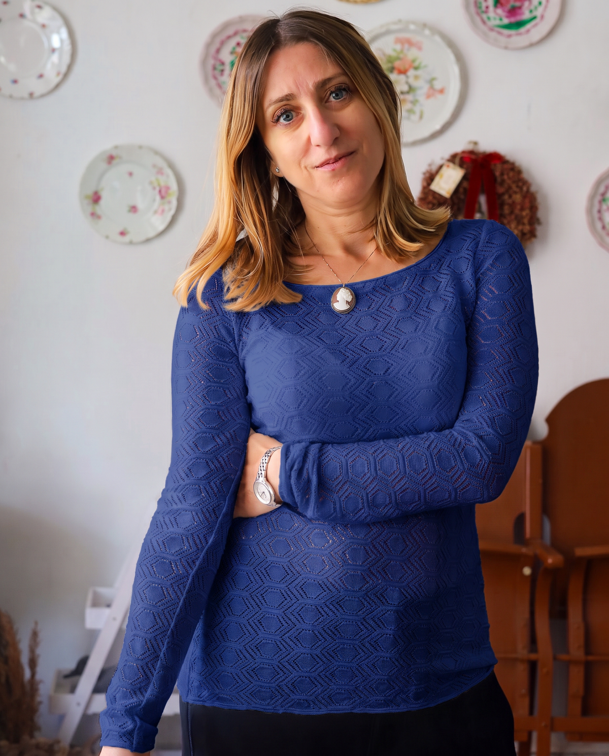 TUYOU 27.27 — Maglia Manica Lunga in Pizzo a Rombi Lana ExtraFine Merino — Zegna Baruffa, Maglificio Veneto, Made in Italy
