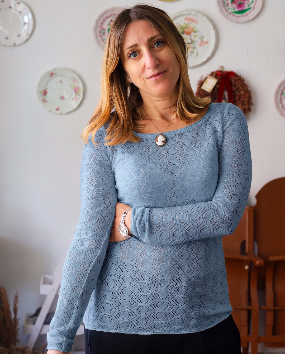 TUYOU 27.27 — Maglia Manica Lunga in Pizzo a Rombi Lana ExtraFine Merino — Zegna Baruffa, Maglificio Veneto, Made in Italy