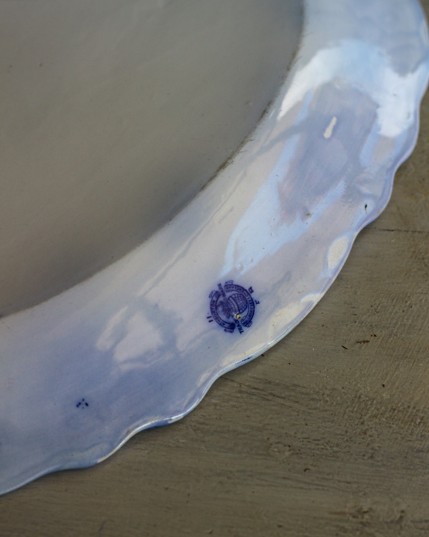 Vassoio ovale porcellana inglese con decoro blu