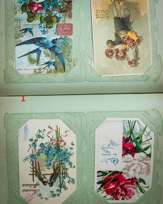 Set di quattro cartoline vintage primi 900