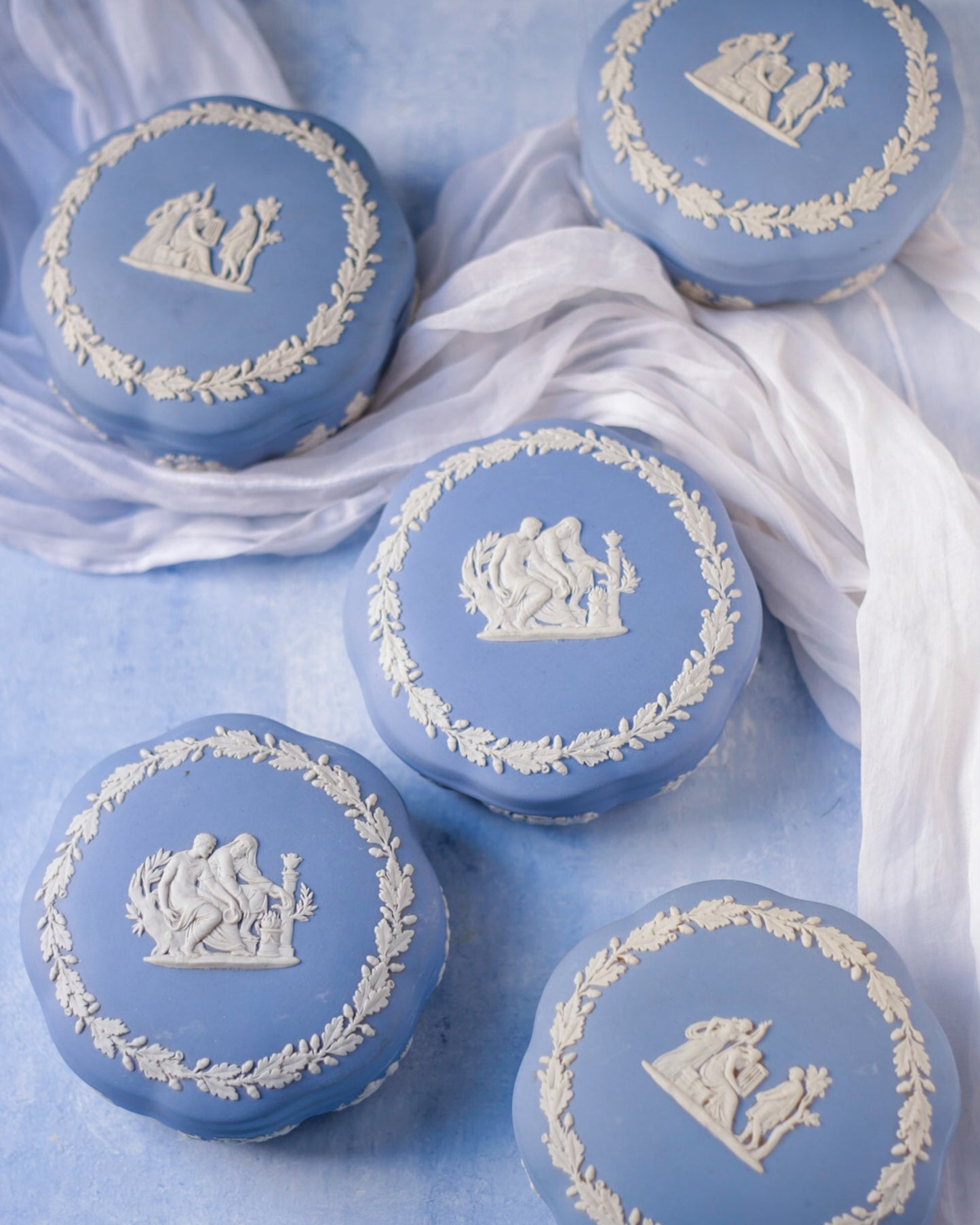 Scatole in porcellana celeste wedgwood